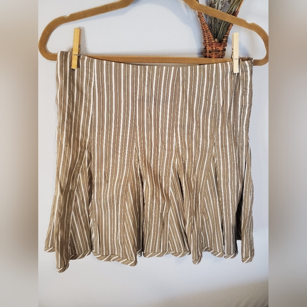 Kenneth Cole Vintage Striped Brown Metallic Skirt - Picture 2 of 13